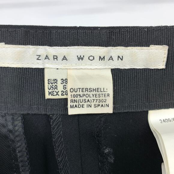 Zara Woman 2 Piece Suit Set Sz 6 Blazer Jacket + Straight Leg Trouser Pant Black - Picture 11 of 11